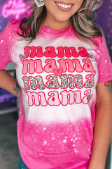 Rose Full of Mama Letter Print Tie Dye Tee LC25219872-6