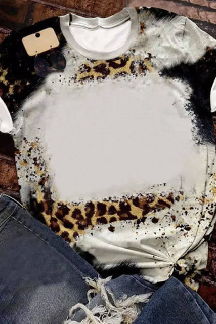 Bleached Leopard Short Sleeve Top LC25219913-20