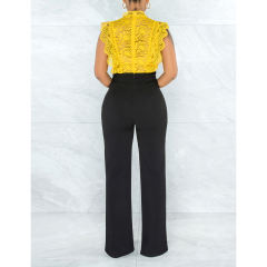 Solid Black Back Zipper Straight Leg Pants TQV510001-2