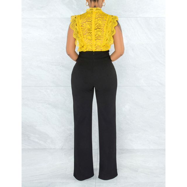 Solid Black Back Zipper Straight Leg Pants TQV510001-2