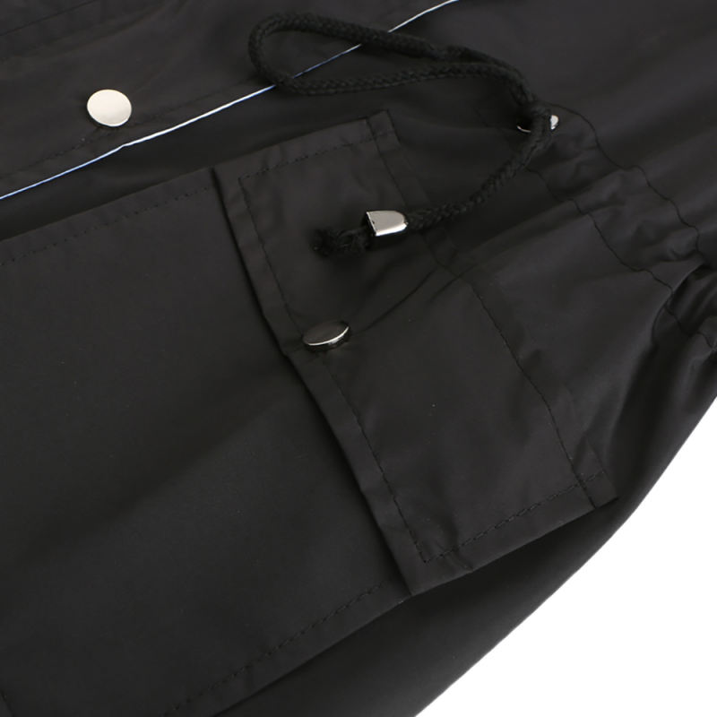 Black Hooded Detachable Windproof Plus Size Windbreaker TQK280123-2