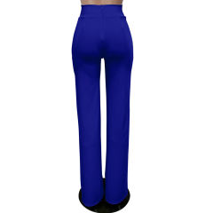 Royal Blue Back Zipper Straight Leg Pants TQV510001-62