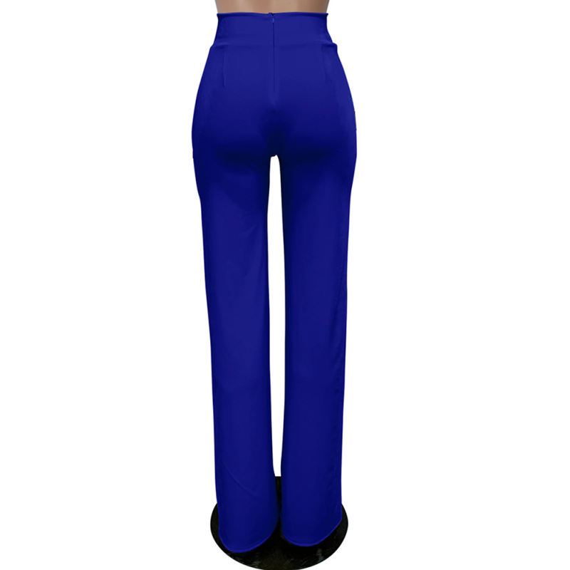 Royal Blue Back Zipper Straight Leg Pants TQV510001-62