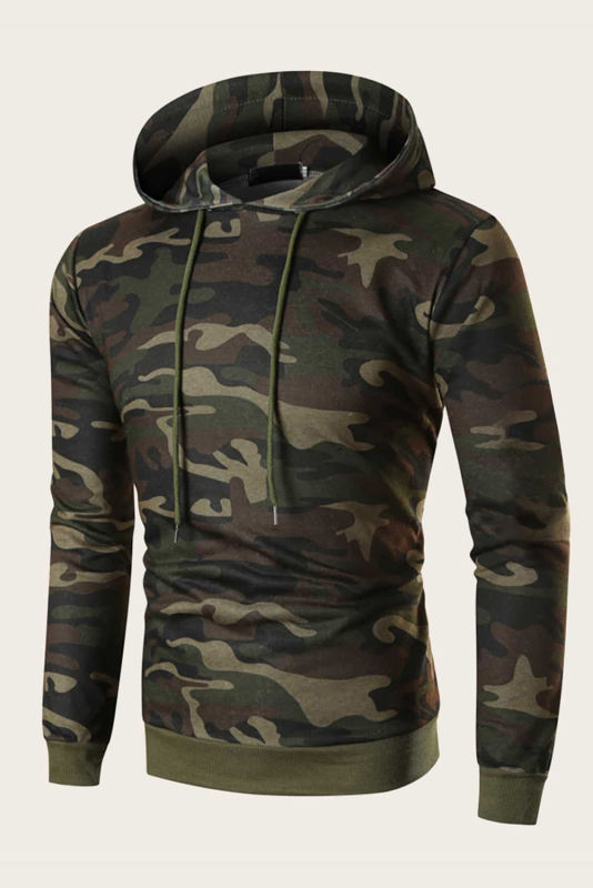 Men Camouflage Print &amp; Drawstring Hoodie Tracksuit MC622017-9