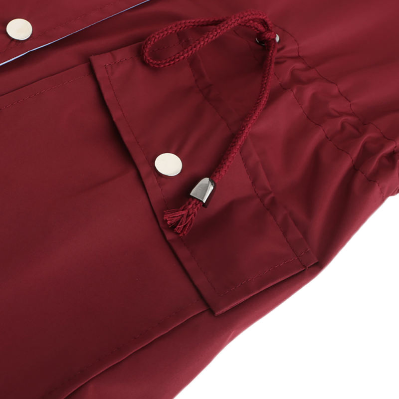 Wine Red Hooded Detachable Windproof Plus Size Windbreaker TQK280123-23