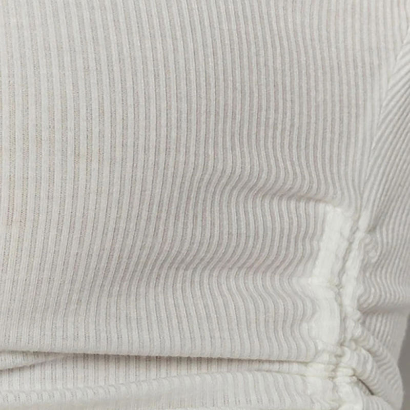 White Sides Drawstring Short Sleeve Crop Top TQK210630-1