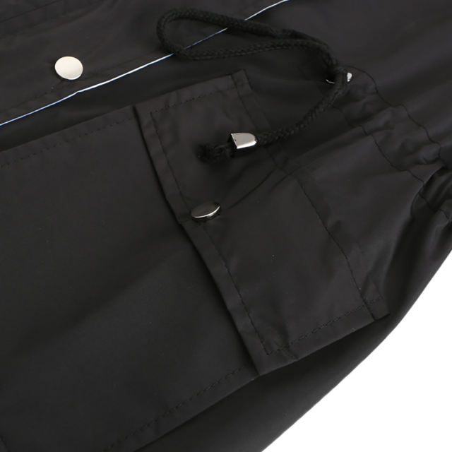 Black Hooded Detachable Windproof Plus Size Windbreaker TQK280123-2