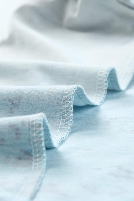 Sky Blue Leopard Tie-dye Bleached T-shirt LC25219912-4