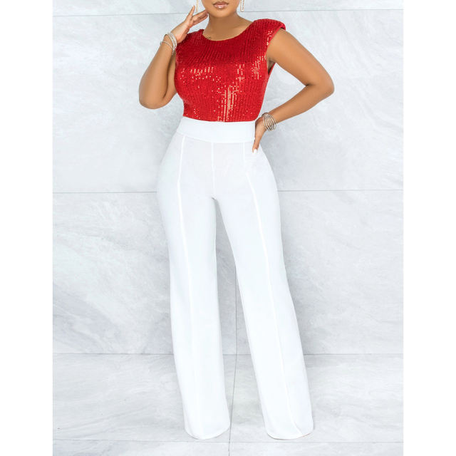 Solid White Back Zipper Straight Leg Pants TQV510001-1