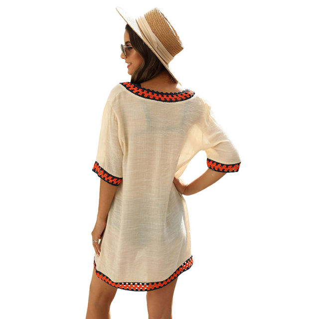 Apricot Crochet Detail Beach Cover Dress TQK650063-18