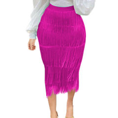 Rosy High Waist Slim Fit Tassel Pencil Skirt