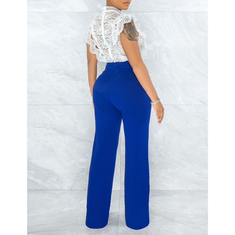 Royal Blue Back Zipper Straight Leg Pants TQV510001-62