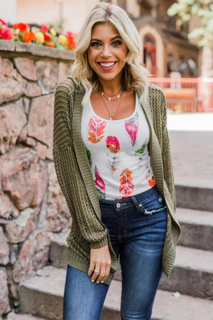 Multicolor Aztec Feather Tank Top LC256607-22