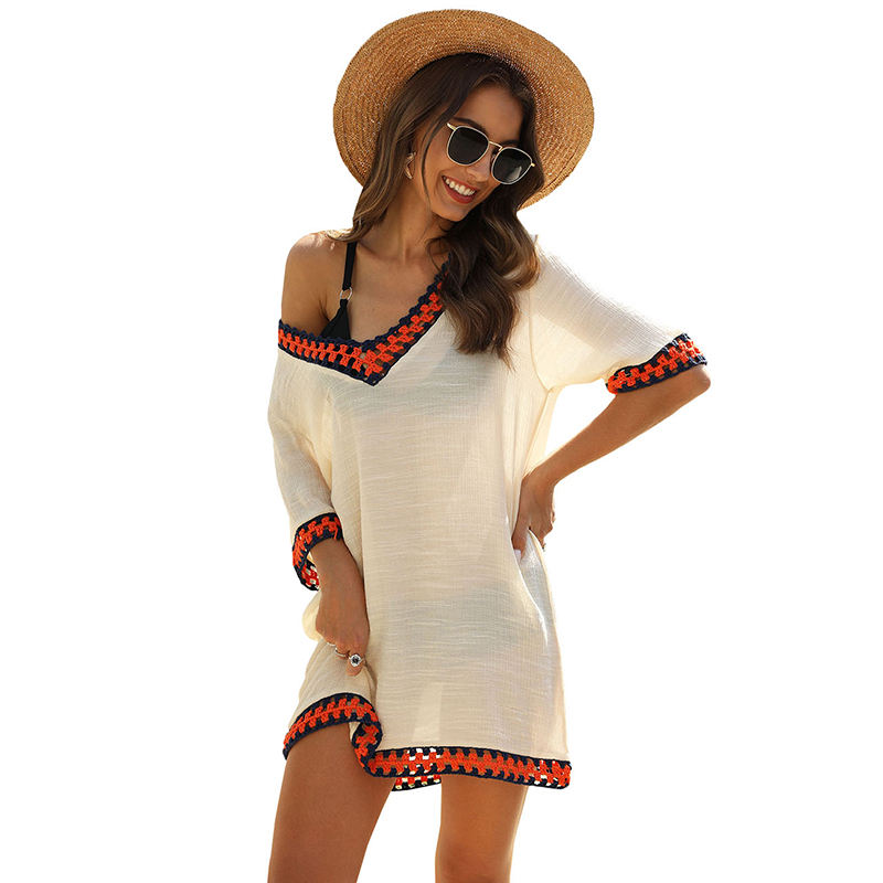 Apricot Crochet Detail Beach Cover Dress TQK650063-18