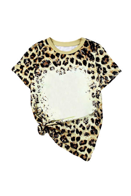 Leopard Bleached O-neck Short Sleeve T Shirt LC25219744-20