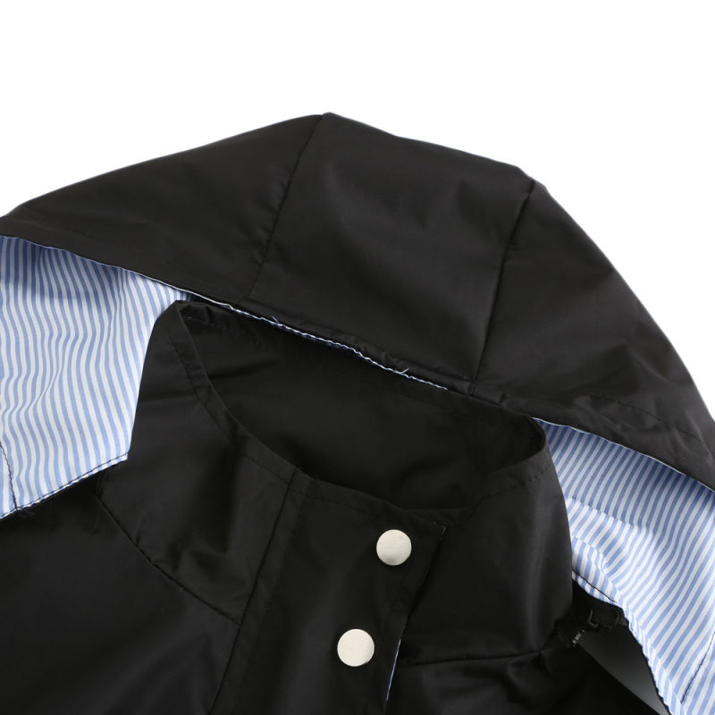 Black Hooded Detachable Windproof Plus Size Windbreaker TQK280123-2