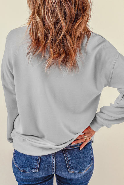 Gray Plain Crew Neck Pullover Sweatshirt