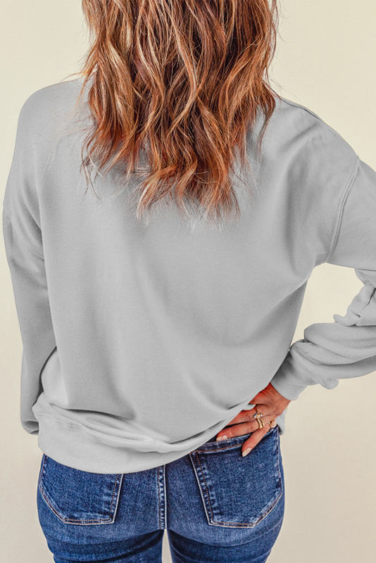 Gray Plain Crew Neck Pullover Sweatshirt