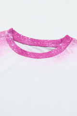 Rose Blank Graphic Bleached Crew Neck T Shirt LC25219622-6