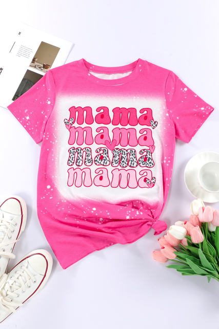 Rose Full of Mama Letter Print Tie Dye Tee LC25219872-6