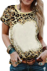 Leopard Bleached O-neck Short Sleeve T Shirt LC25219744-20