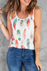 Multicolor Aztec Feather Tank Top LC256607-22