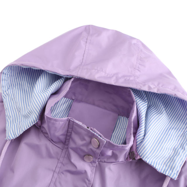 Light Purple Hooded Detachable Windproof Plus Size Windbreaker TQK280123-38