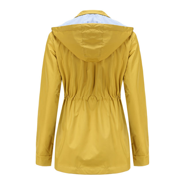 Yellow Hooded Detachable Windproof Plus Size Windbreaker TQK280123-7
