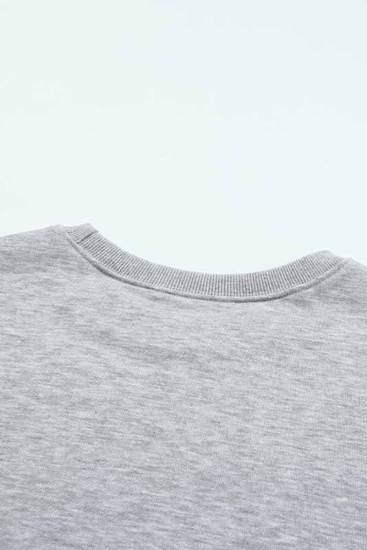 Gray Plain Crew Neck Pullover Sweatshirt