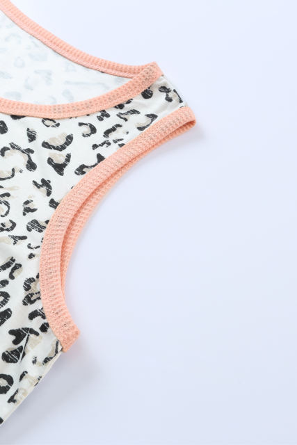 Leopard Fuzzy Print Contrast Trim Tank Top  LC2568287-20