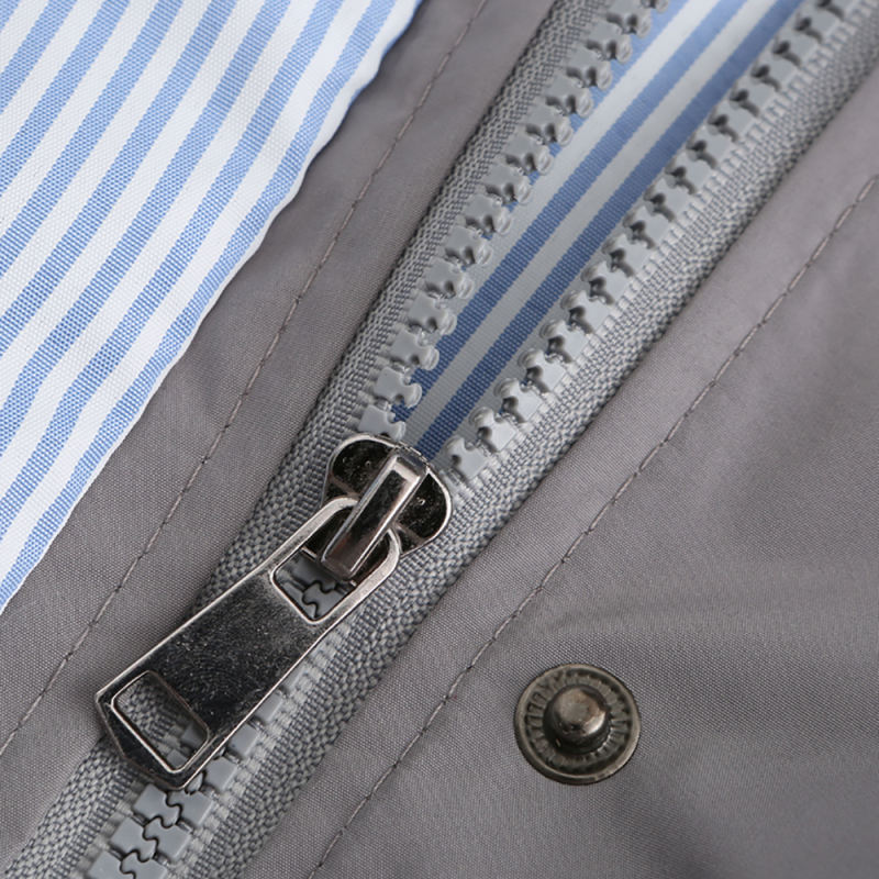 Gray Hooded Detachable Windproof Plus Size Windbreaker TQK280123-11