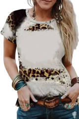 Bleached Leopard Short Sleeve Top LC25219913-20