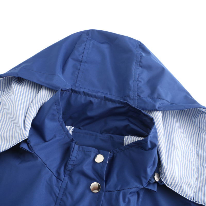 Blue Hooded Detachable Windproof Plus Size Windbreaker TQK280123-5