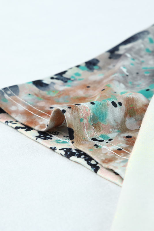 Sky Blue Leopard Tie-dye Bleached T-shirt LC25219912-4