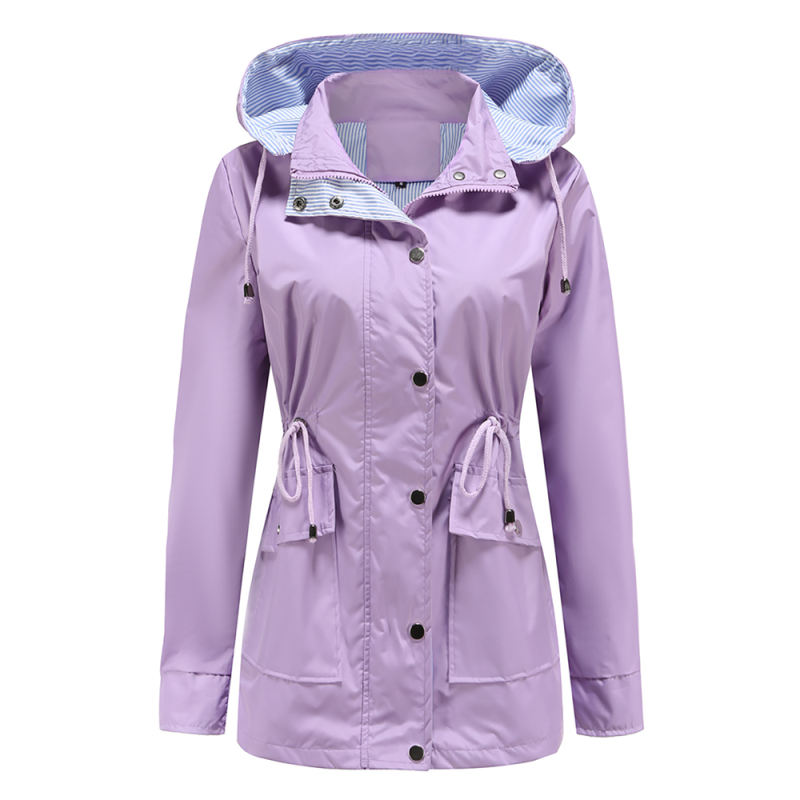 Light Purple Hooded Detachable Windproof Plus Size Windbreaker TQK280123-38