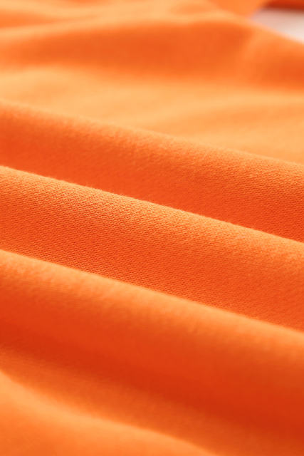 Orange Plain Crew Neck Pullover Sweatshirt