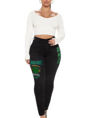 Fashion Print Skinny Jeans in Black TQV510004-2