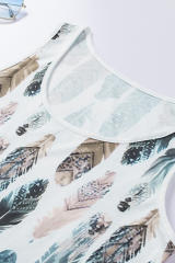 Dark Blue Aztec Feather Tank Top LC256607-5