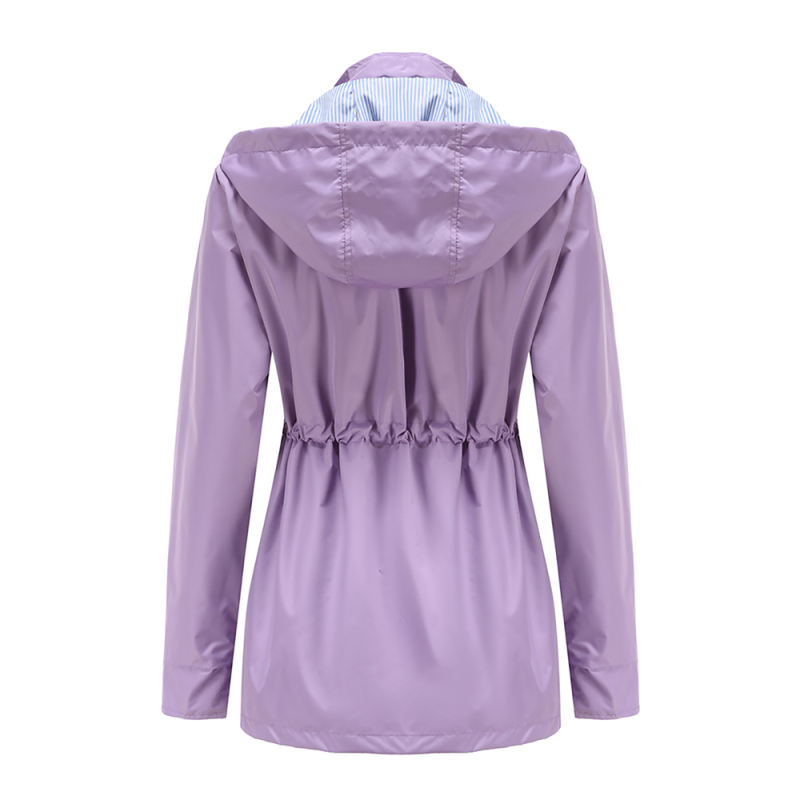Light Purple Hooded Detachable Windproof Plus Size Windbreaker TQK280123-38