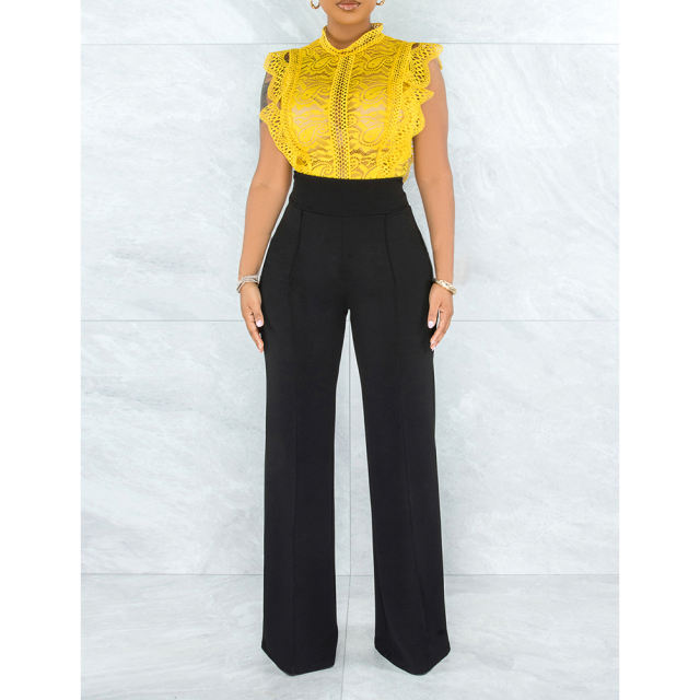 Solid Black Back Zipper Straight Leg Pants TQV510001-2