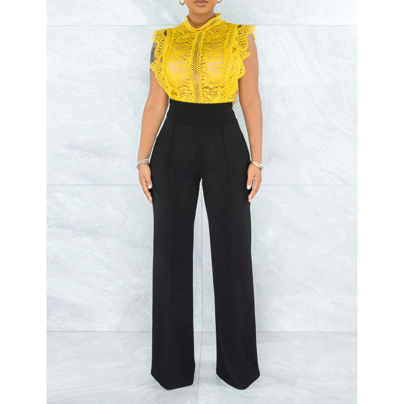 Solid Black Back Zipper Straight Leg Pants TQV510001-2