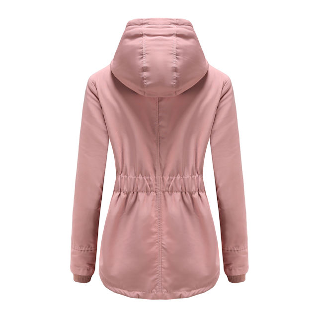 Pink Plush Warm Hooded Parka Coat TQK280128-10