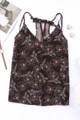 Brown Floral Print Spaghetti Strap Racerback Tank Top LC2567780-17