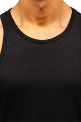 Black Men\'s Solid Crew Neck Sleeveless Top MC256180-2