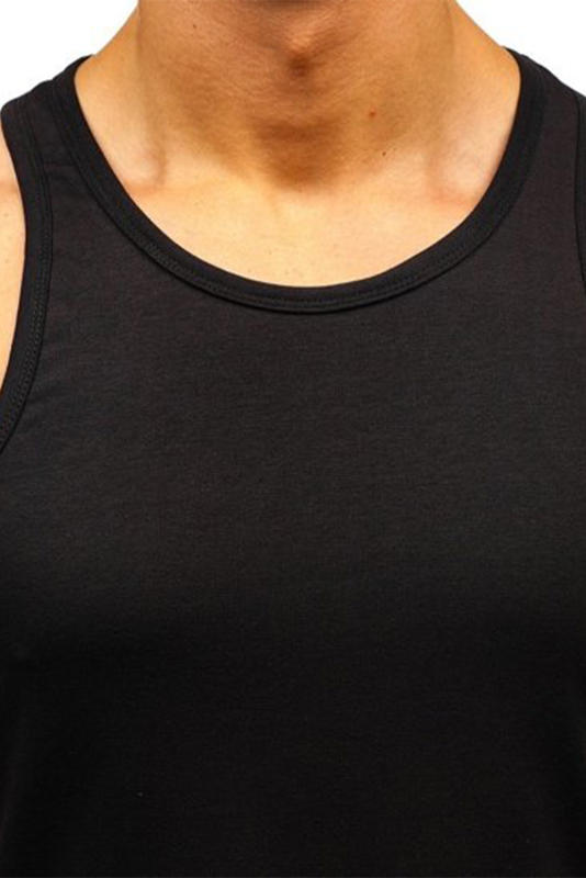Black Men\'s Solid Crew Neck Sleeveless Top MC256180-2