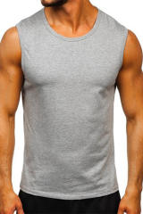 Gray Solid O Neck Slim-fit Men\'s Tank Top MC256181-11