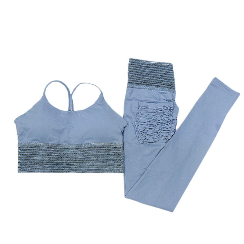 Gray Bra with Poacketed Pant Yoga Set TQE91359-11