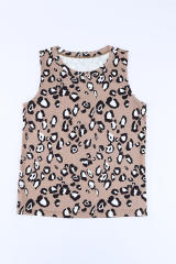 Leopard Print Crew Neck Tank Top LC2565188-20