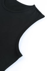 Black Solid O Neck Slim-fit Men\'s Tank Top MC256181-2