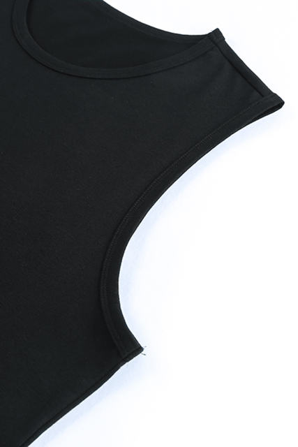 Black Solid O Neck Slim-fit Men\'s Tank Top MC256181-2